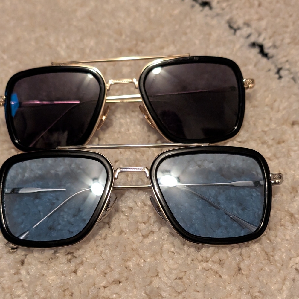 Stylish Black and Blue Square Sunglasses